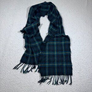 Urban Outfitters Blue Green Tartan Plaid Scarf 75.5" x 13" Fringe